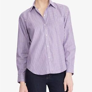 Ralph Lauren No Iron 100% Cotton Long Sleeve Collared Button Down Striped Shirt